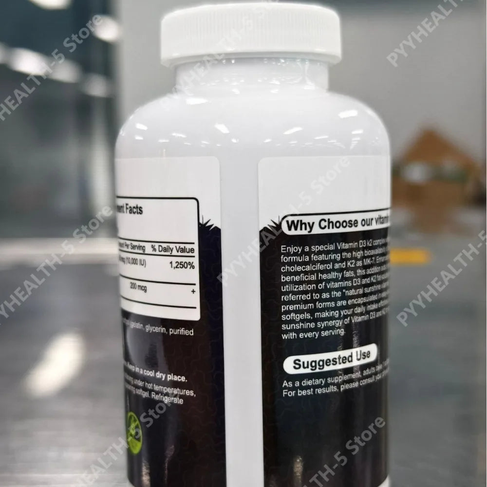 Vitamin D3 K2 Softgels 10,000 IU 200mcg Coconut Oil – 300 CT Vitamin Supplement Qst