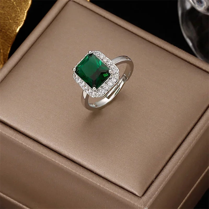 Elegant Sparkling Zircon Open Ring for Women – Adjustable Adjustable Zircon Ring Qme