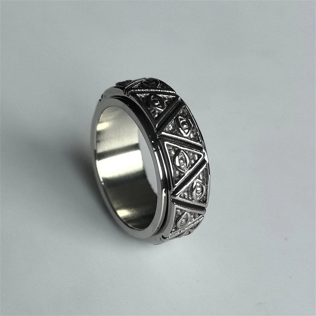 Vintage Punk Evil Eye Titanium Steel Ring – Men & Women Fashion Ring Qme