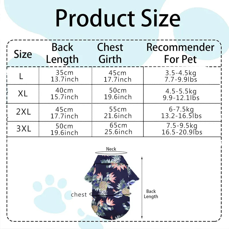 Hawaiian Dog Shirt – Summer Beach Pet Vest T-Shirt Pet Clothing Vest Qme