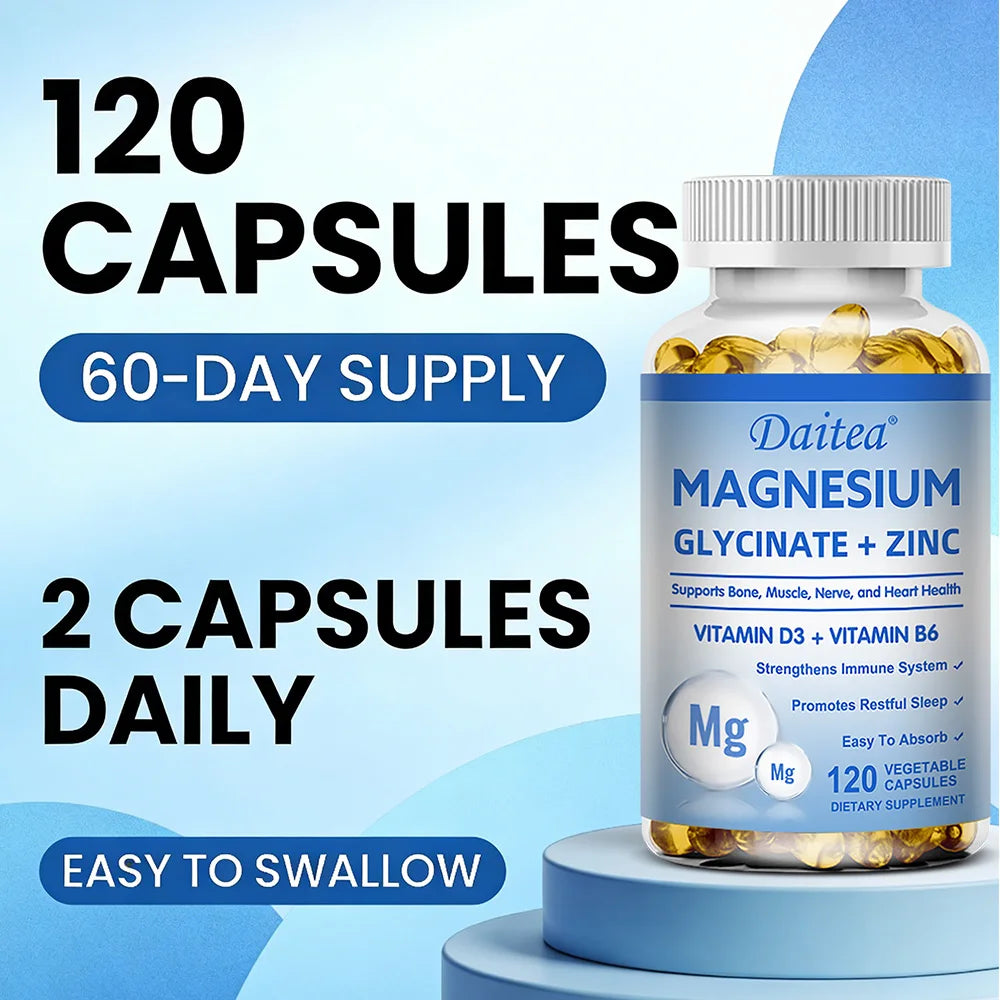 Magnesium Glycinate + Zinc Supplement | Sleep & Bone Support Mineral Supplement Qst