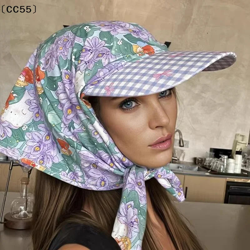 Women's Plaid Triangular Headscarf Cap – Sun Visor Hat Sun Visor Cap Qst