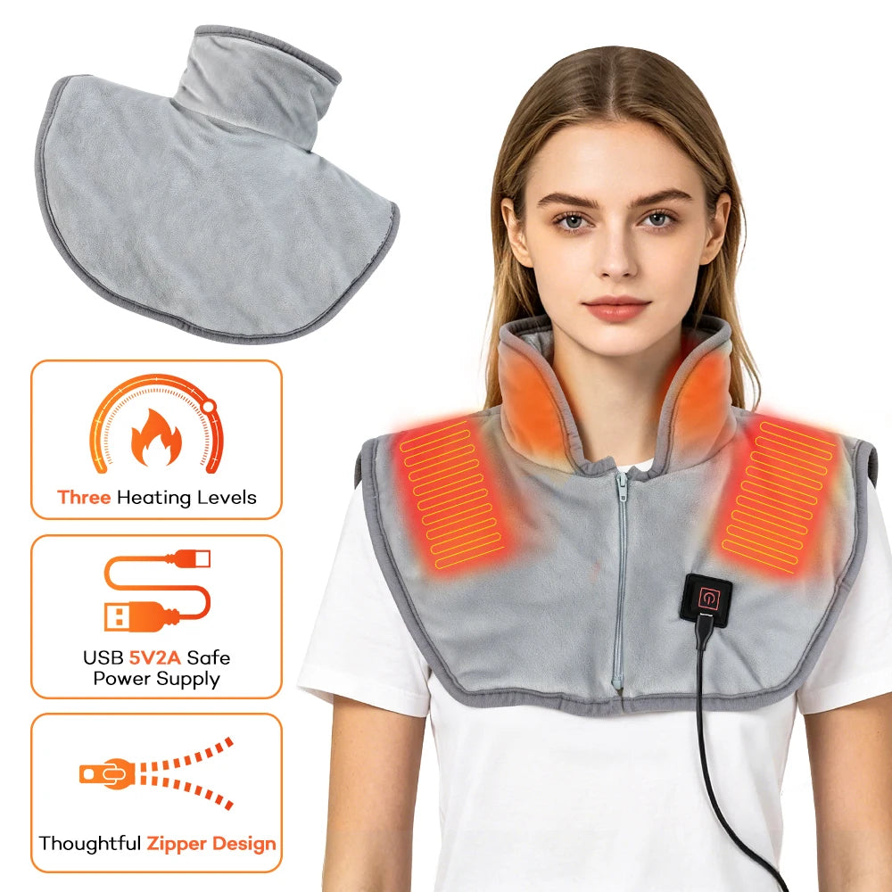 USB Heated Shoulder Wrap – 3-Level Electric Neck Warmer Heated Shoulder Wrap Qst