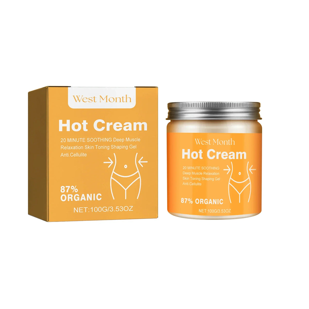 Organic Anti-Cellulite Thermal Slimming Massage Cream | Ginger & Grapefruit Slimming Massage Cream Qme 100g Boxed