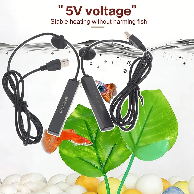 USB Mini Aquarium Heater 5W 10W Thermostat Heating Rod | Fish Tank Aquarium Heater Qme