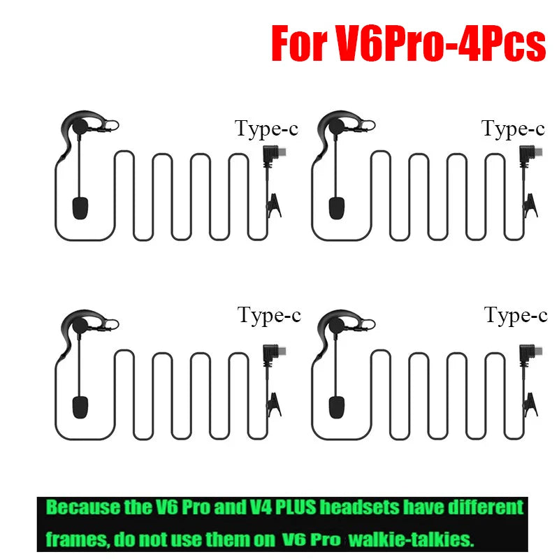 EJEAS V6C PRO+ Full Duplex Referee Earhook Headset Type-C Intercom Headset Qst V6Pro 4pcs