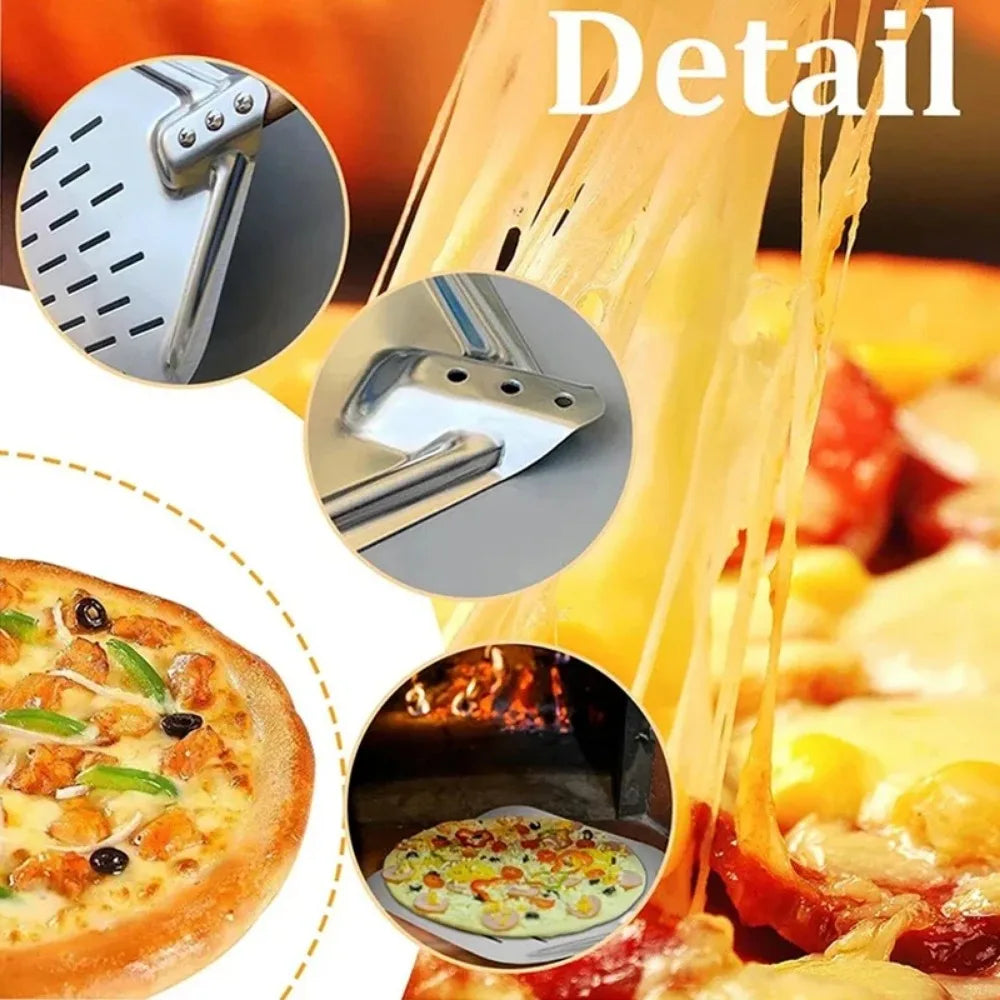 Metal Non-Stick Pizza Peel with Wood Handle – 12-Inch Pizza Peel Qme