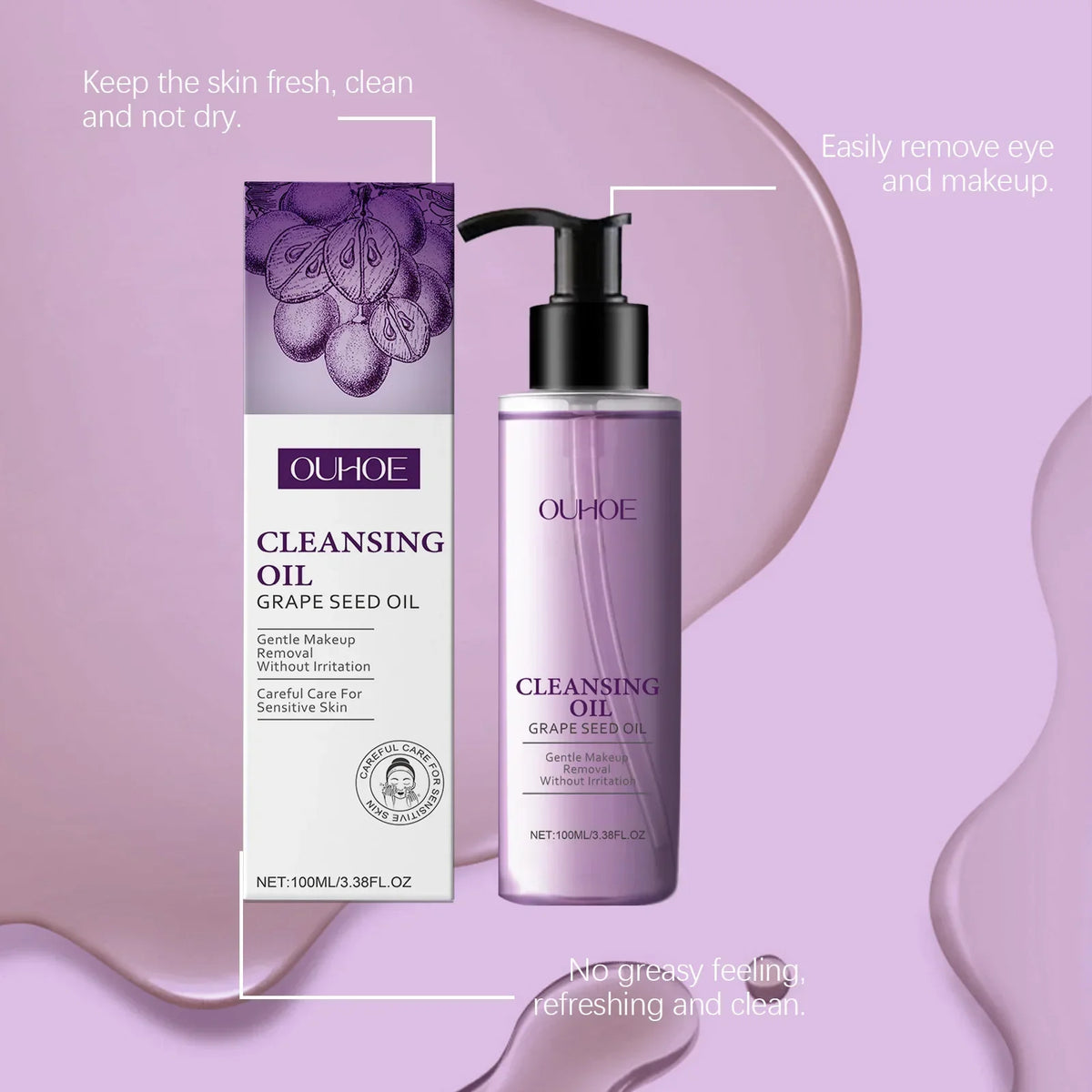 Qme Grape Seed Cleansing Oil – Makeup Remover Sensitive Skin Facial Cleansing Oil Qme