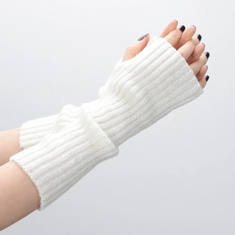 Women Long Fingerless Gloves Gothic Y2K Cosplay Lolita Arm Fingerless Arm Gloves Qme A7 One Size
