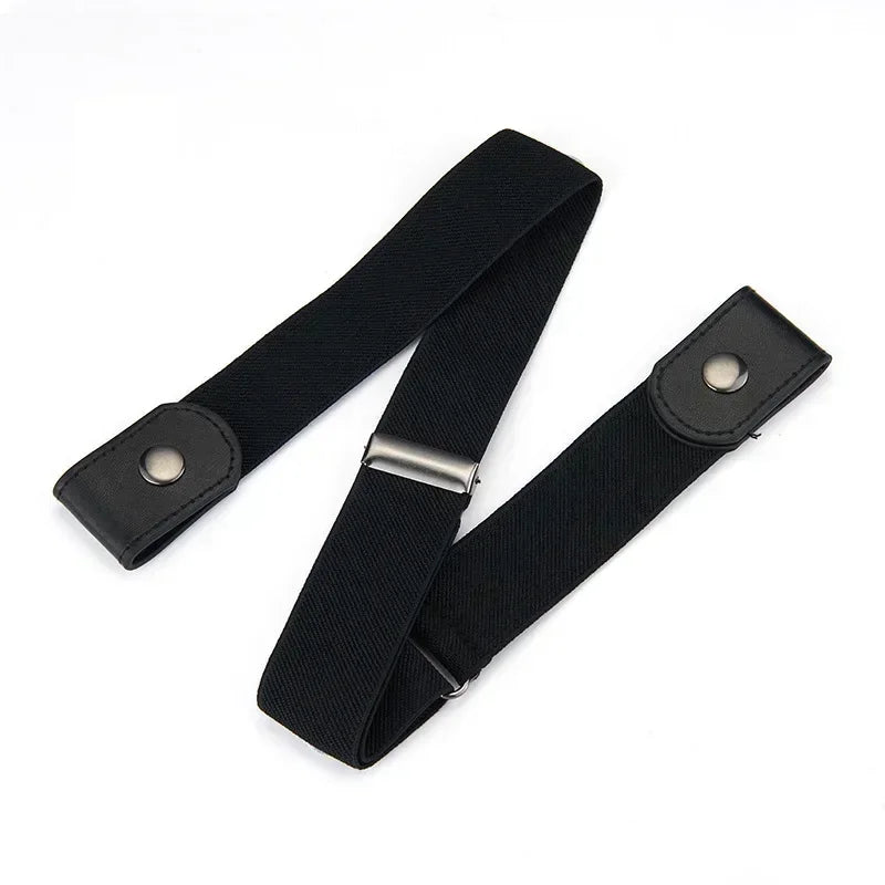 Canvas Elastic Buckle-Free Invisible Belt – Adjustable Unisex Elastic Invisible Belt Qme black 60-65cm