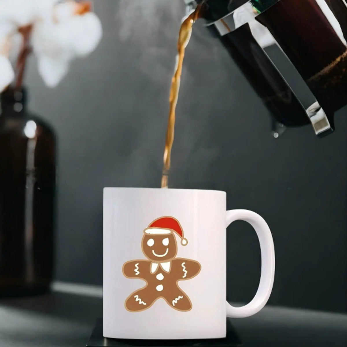Gingerbread Man Christmas Mug – Festive Ceramic Cup 11oz/15oz Ceramic Holiday Mug Qme