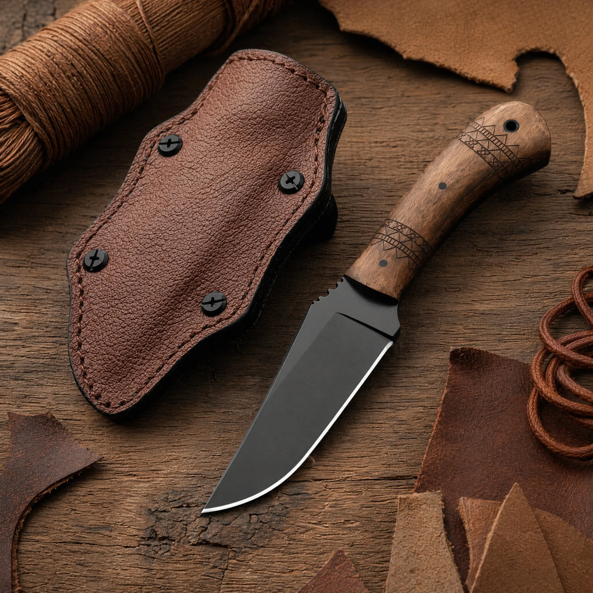 Outdoor Camping Knife – High-Hardness Steel & Wood Handle Outdoor Camping Knife Qst lanshan