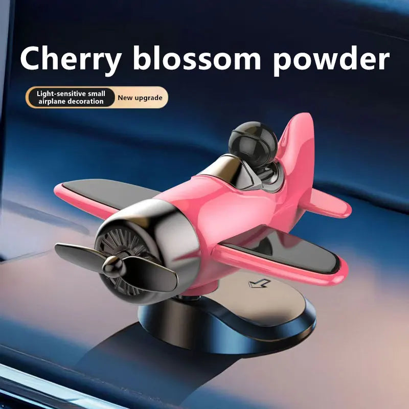 Solar Rotating Airplane Car Dashboard Ornament 360° Spin Car Dashboard Ornament Qst pink
