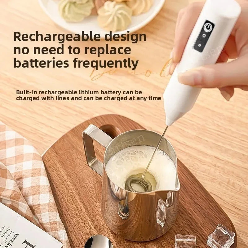 ZARTSEN Wireless Milk Frother USB-C Rechargeable Handheld Whisk Milk Frother Qst