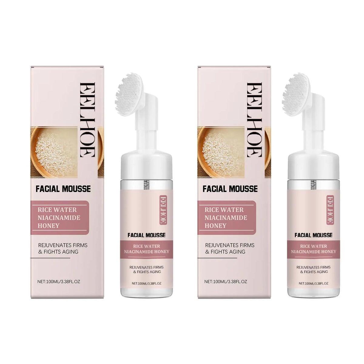 Rice Water Cleansing Mousse – Oil Control & Deep Pore Cleanser Foaming Face Cleanser Qme 2 x 100ml Boxed