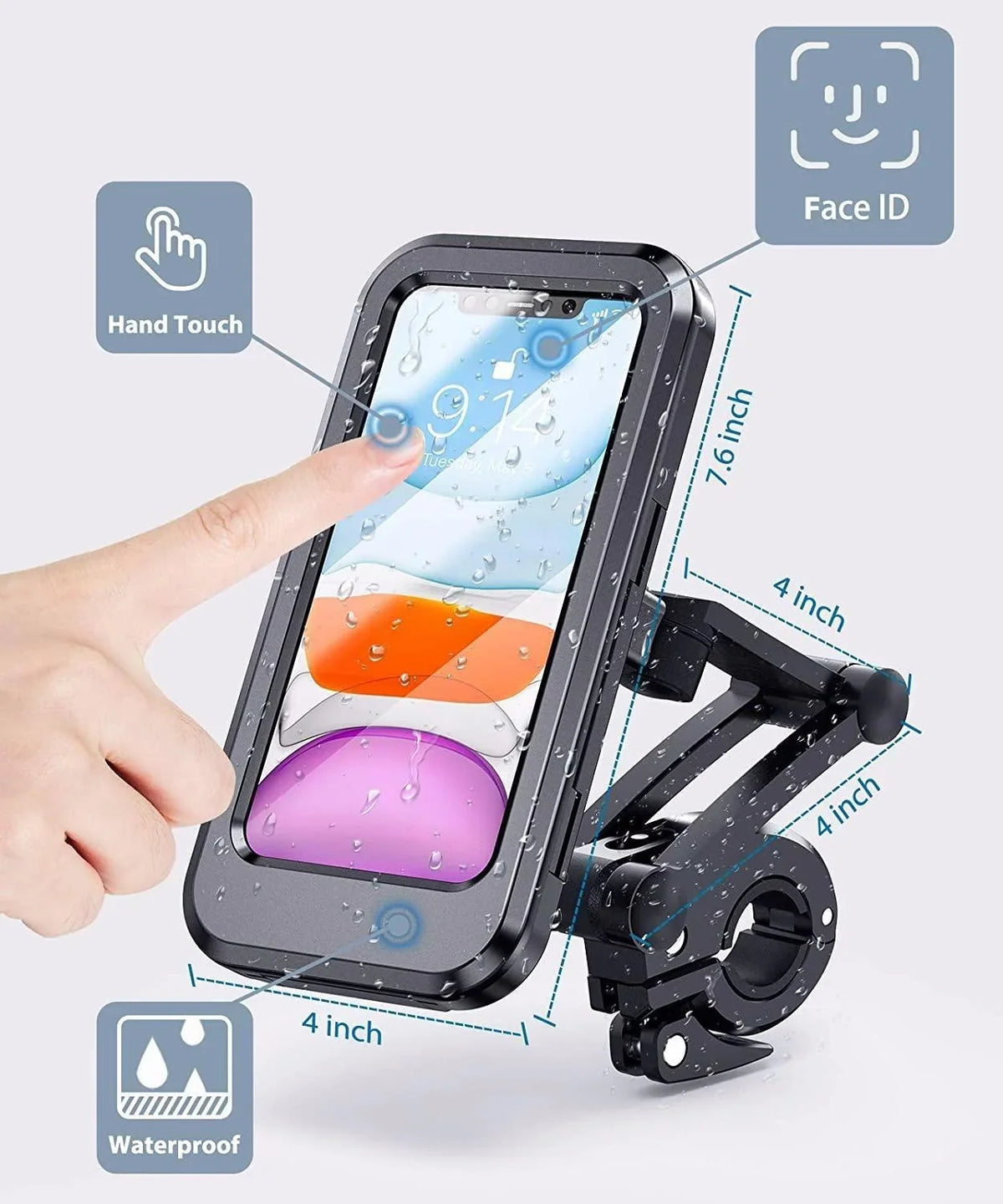 Waterproof Motorcycle Bike Phone Holder – Universal 360° Mount Motorcycle Phone Mount Qme