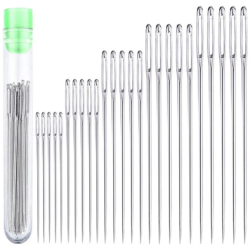 25-Piece Large Eye Stitching Needles – Steel Yarn & Leather Sewing Needle Set Qme
