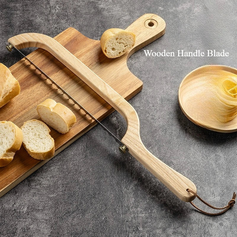 Wooden Bow Bread Knife – Sushi & Baguette Saw Cutter Bread Saw Knife Qme Natural Wood