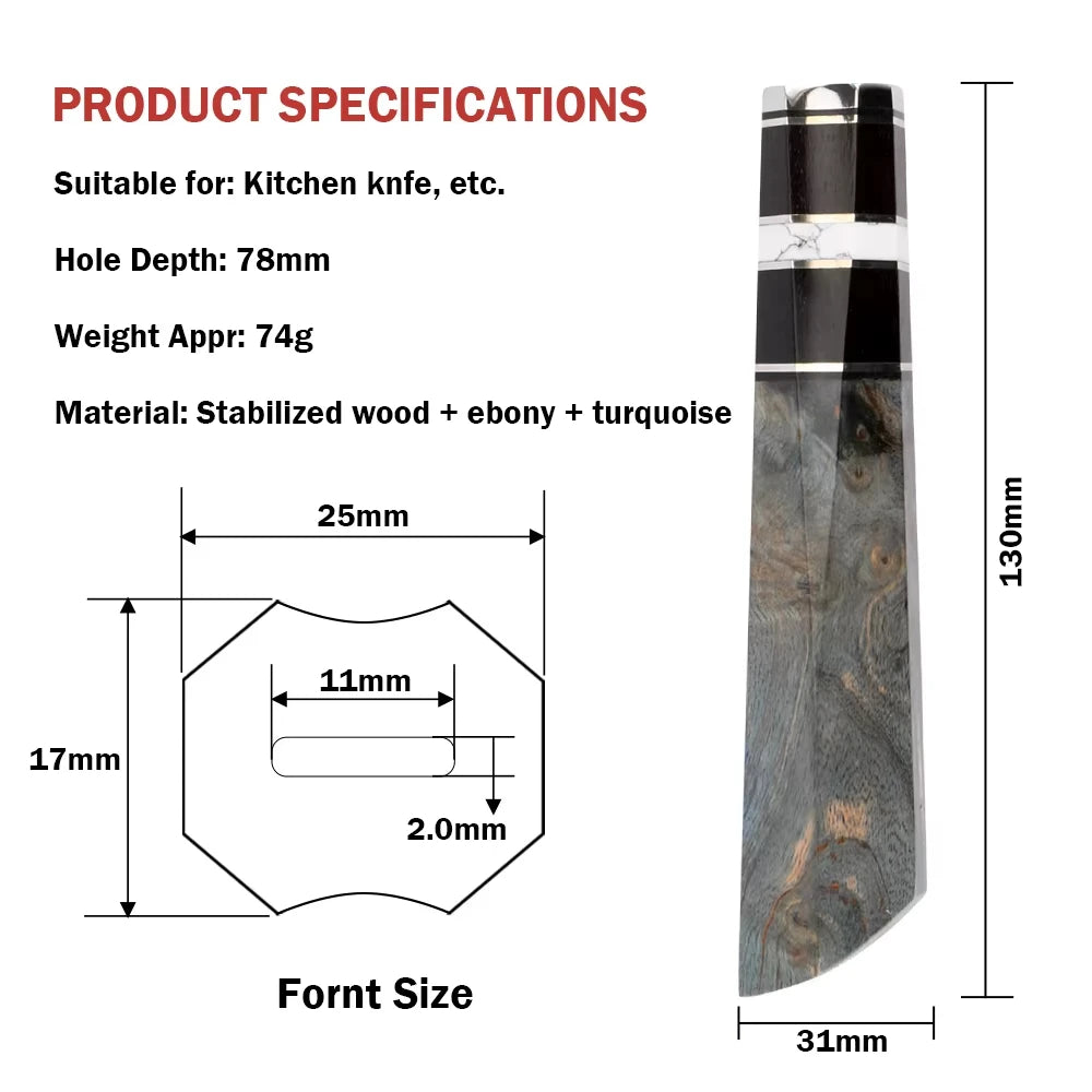 XITUO Octagonal Wood Knife Handle – Handmade Damascus Chef DIY Knife Handle Blank Qst DB-251262A