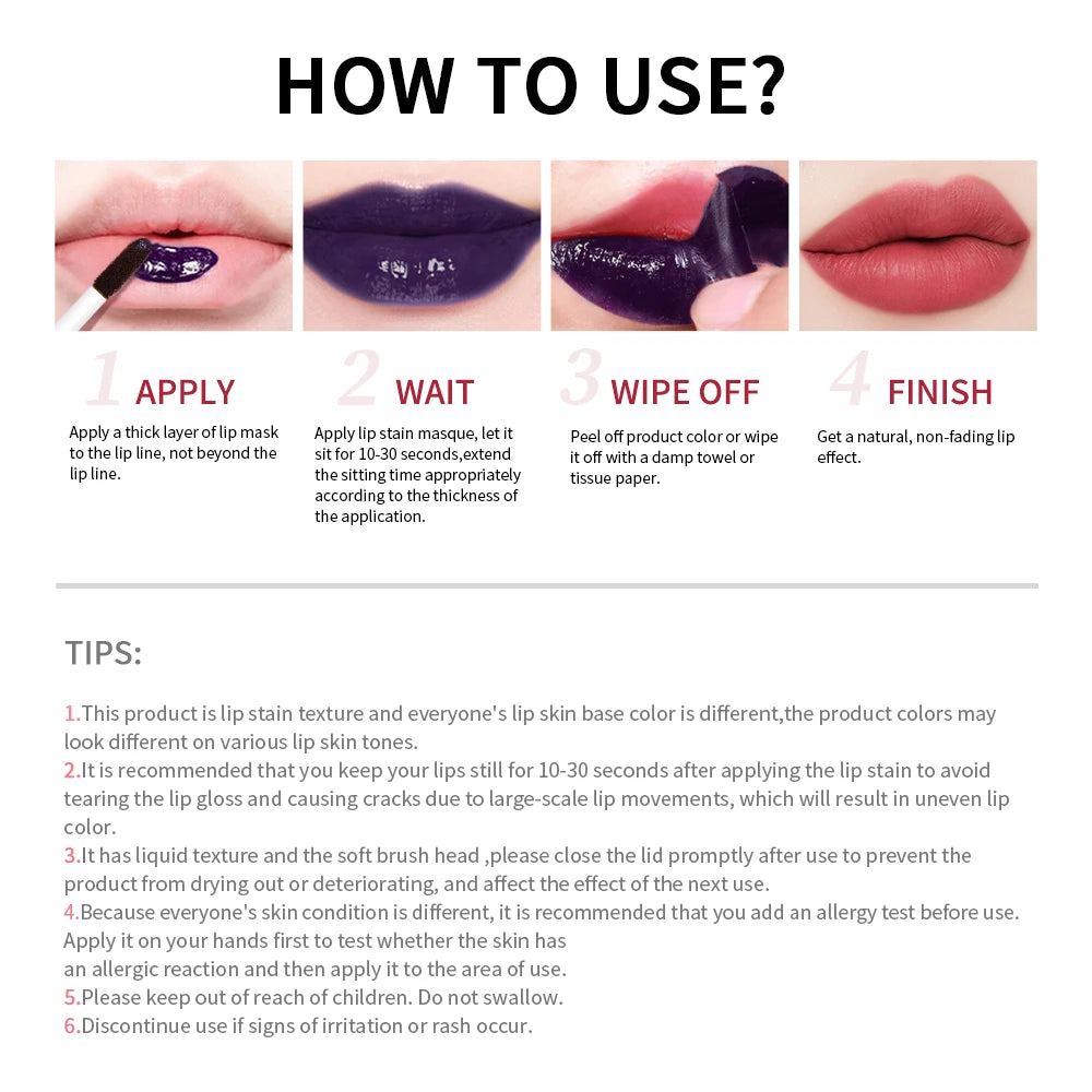 Peel Off Lip Stain – Waterproof Long-Lasting Lip Tint Lip Stain Tint Qst