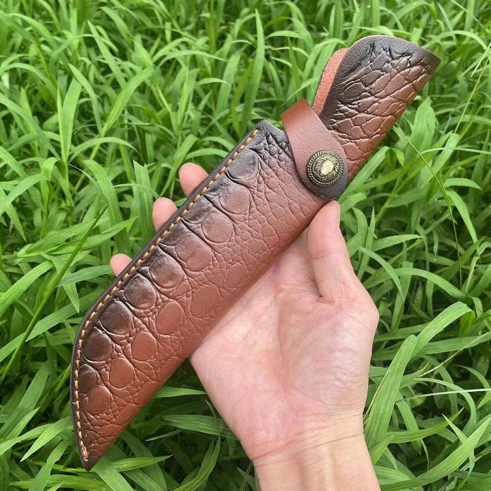 Embossed Leather Knife Sheath 29.9cm – Fixed Blade Belt Holster Leather Knife Sheath Qst