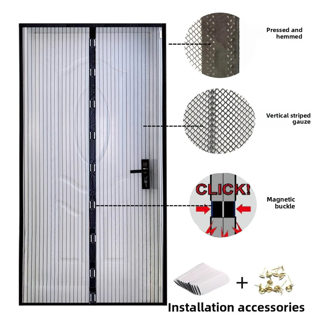 Magnetic Self-Closing Screen Door Mesh Curtain – 2 Panel Magnetic Screen Curtain Qme