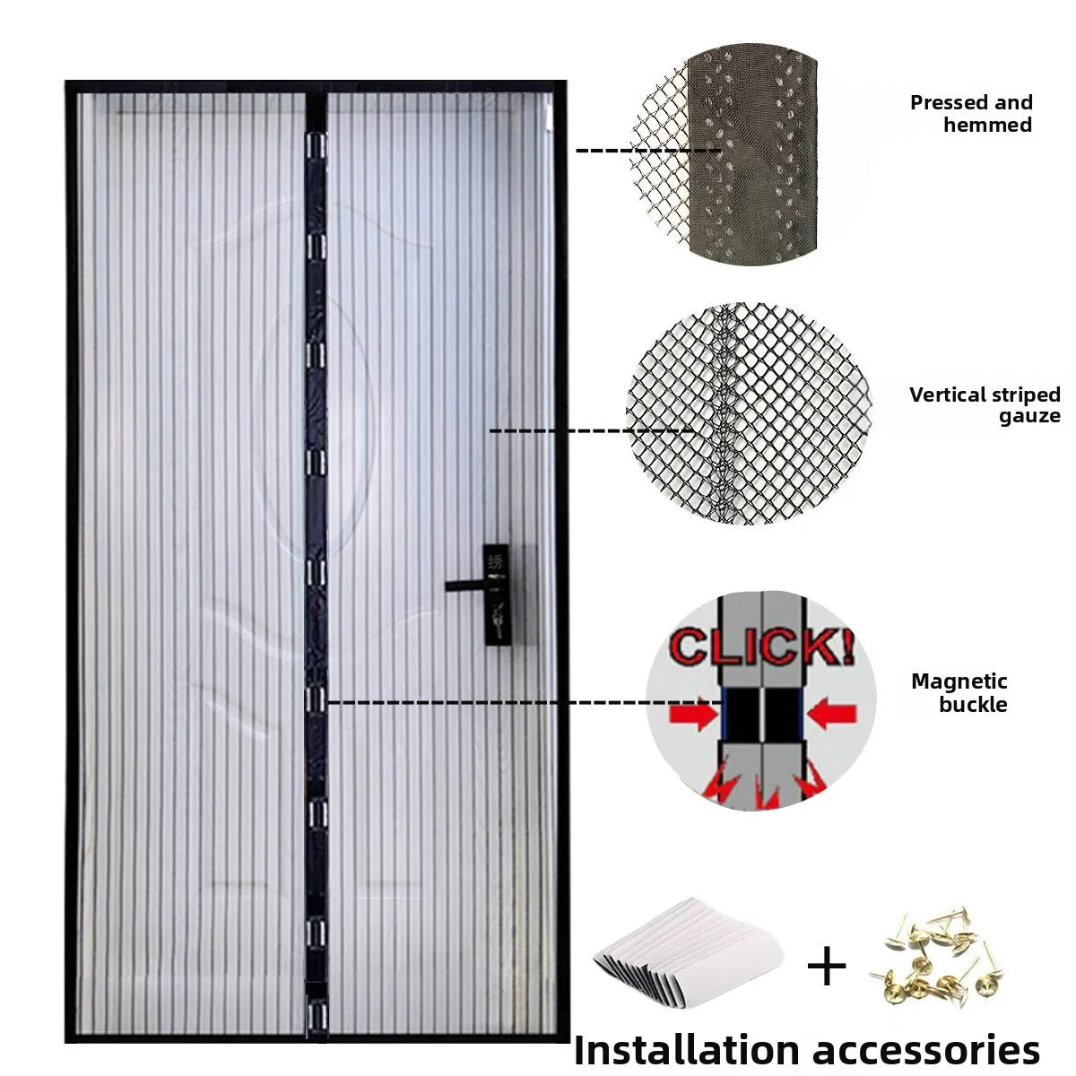Magnetic Self-Closing Screen Door Mesh Curtain – 2 Panel Magnetic Screen Curtain Qme