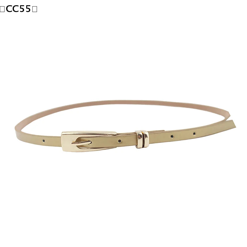 Women's Skinny Candy Color PU Waist Belt – 12 Colors Women's Fashion Belt Qst