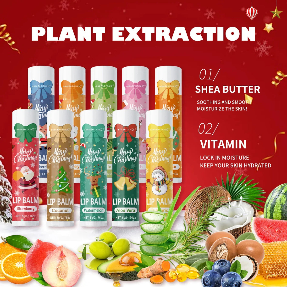 Christmas Lip Balm Gift Box Set – Hydrating & Brightening Lip Balm Gift Set Qme