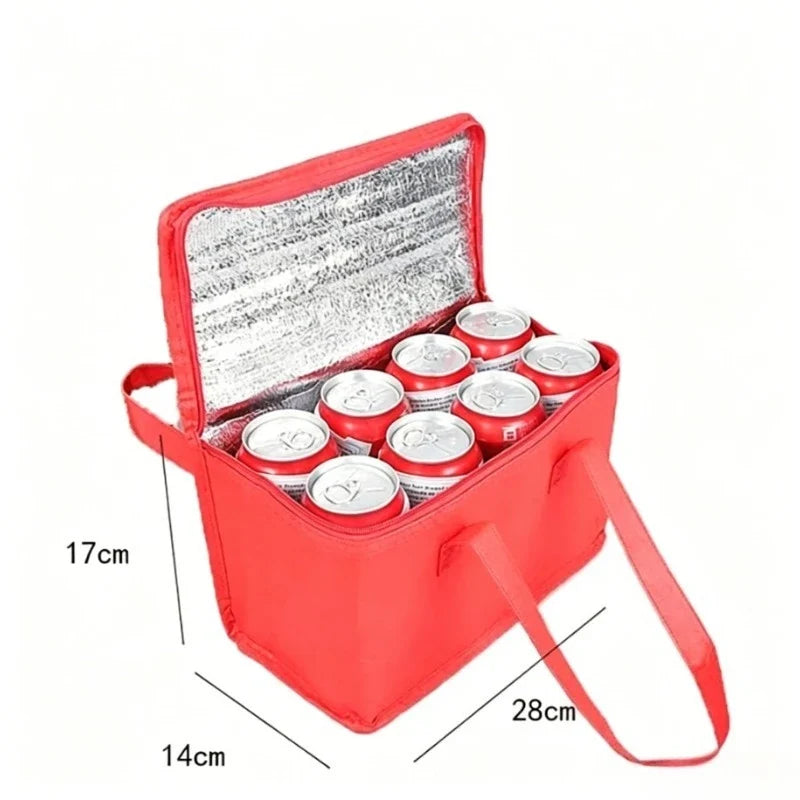Portable Folding Insulated Lunch Cooler Bag – Thermal Picnic Bag Insulated Cooler Bag Qme Red