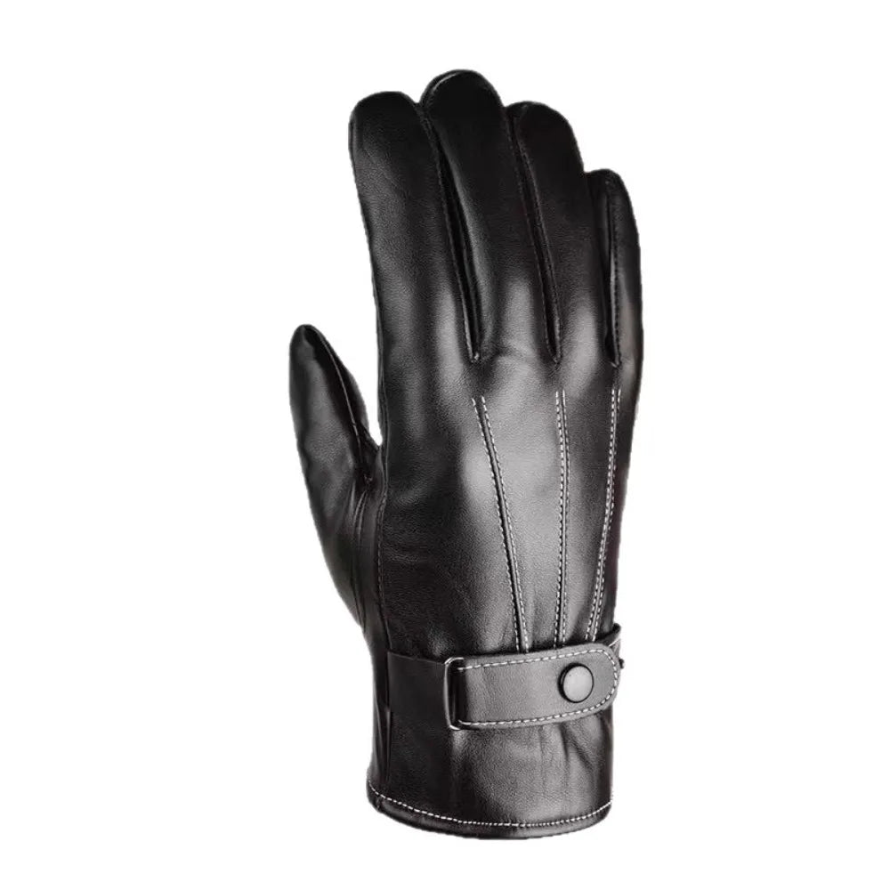 Men's PU Leather Winter Gloves – Touchscreen Waterproof Driving Winter Driving Gloves Qme