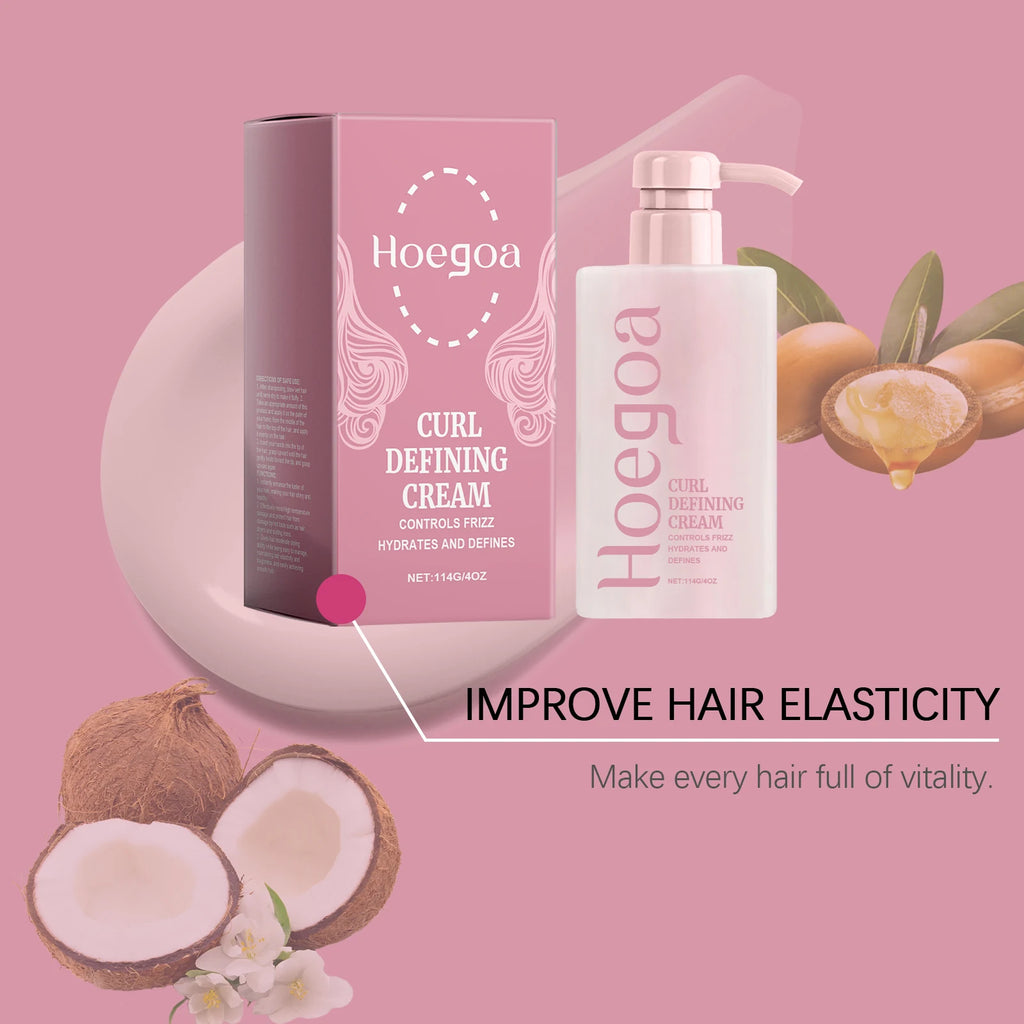Hoegoa Curl Defining Cream | Shea Butter Moisturizing Styler Curl Defining Cream Qst