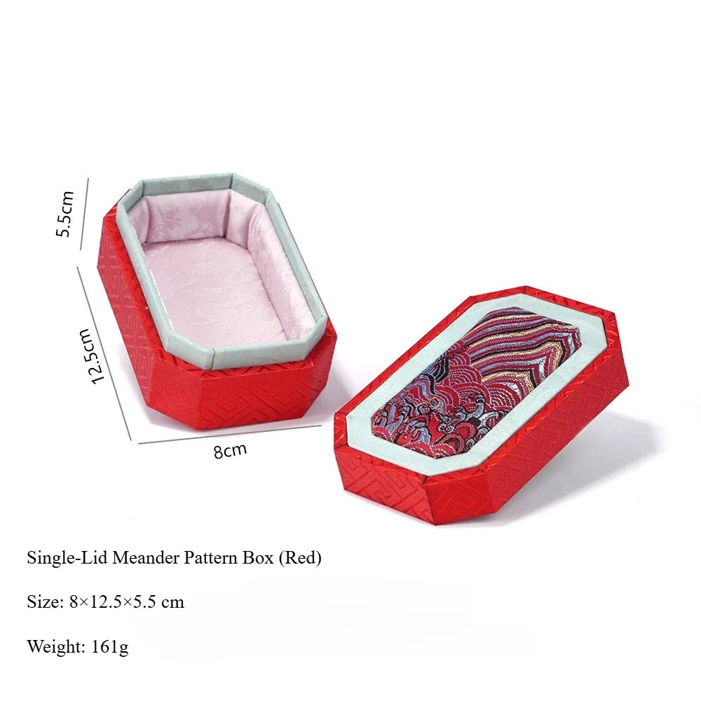Chinese Brocade Jewelry Box – Wave Pattern Heaven & Earth Lid Brocade Jewelry Box Qme