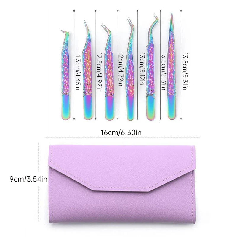 Qme High-Precision False Eyelash Tweezers Set – 6 Pcs Eyelash Tweezers Set Qme
