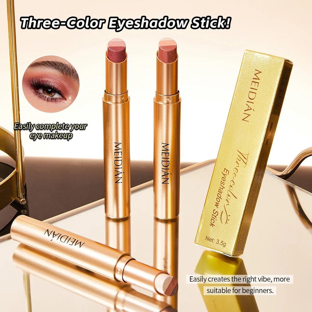 Qme 3-Color Eyeshadow Stick – Waterproof & Easy Apply Eyeshadow Stick Qme