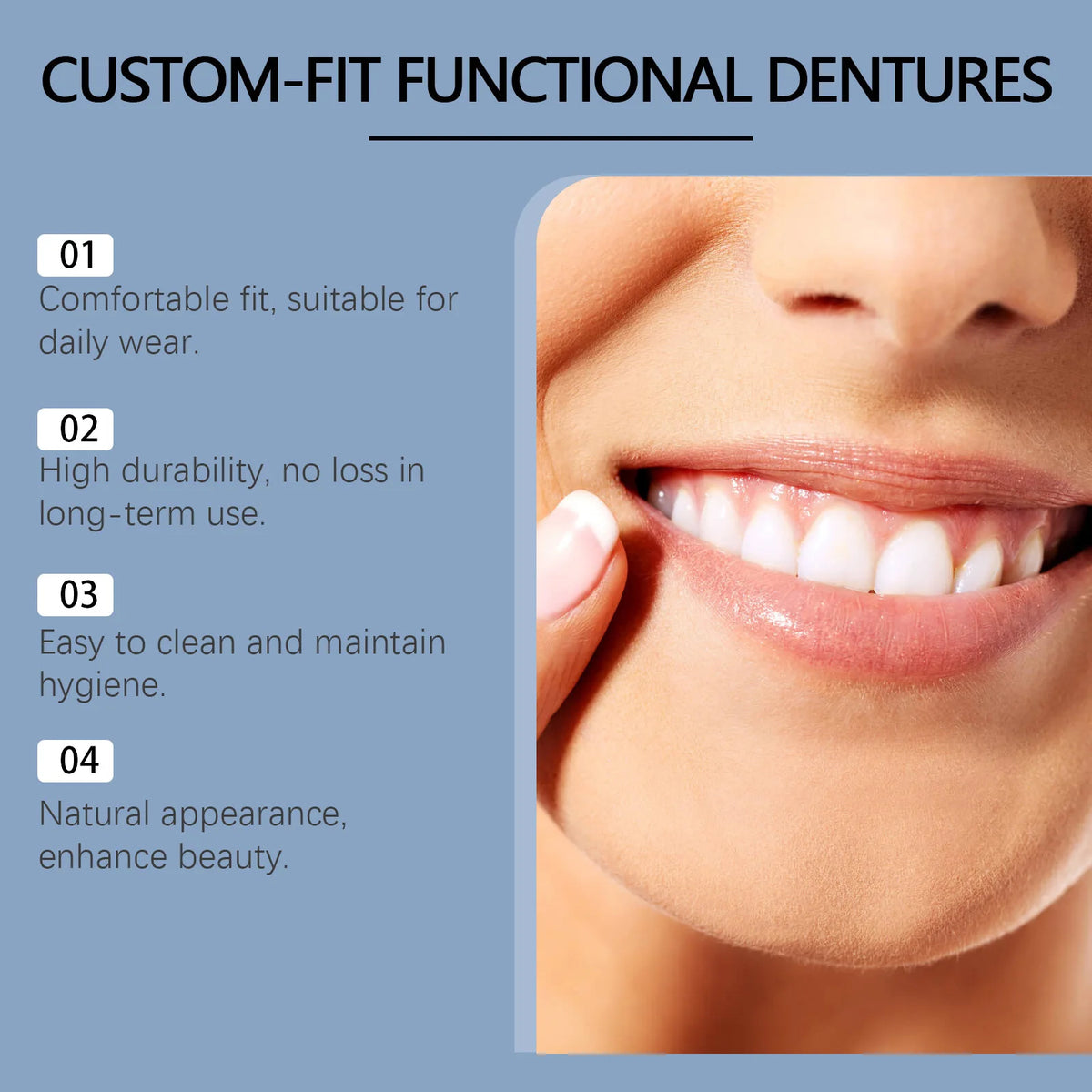 Oralhoe Soft Silicone Denture Kit – Upper & Lower Set Cosmetic Denture Kit Qst