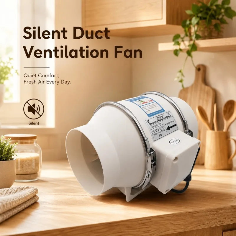 ZARTSEN 4/5/6" Quiet Mixed Flow Inline Exhaust Fan 220V Remote Inline Exhaust Fan Qst