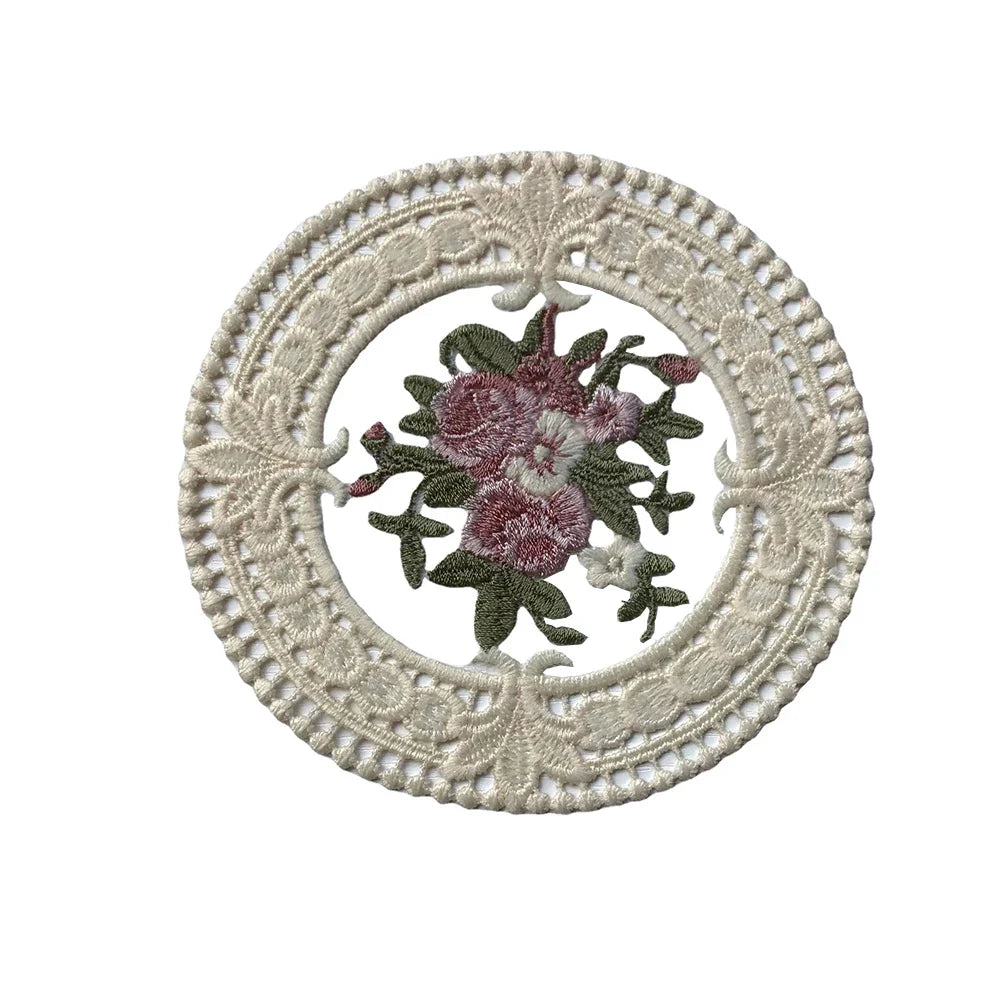 Vintage Lace Embroidery Coaster Placemat – 6 Colors, 12cm Lace Coaster Placemat Qme
