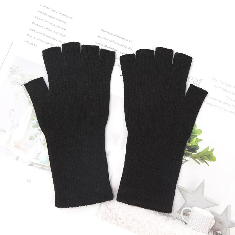 Long Fingerless Knitted Gloves – Black Unisex Arm Warmers Fingerless Arm Warmers Qme