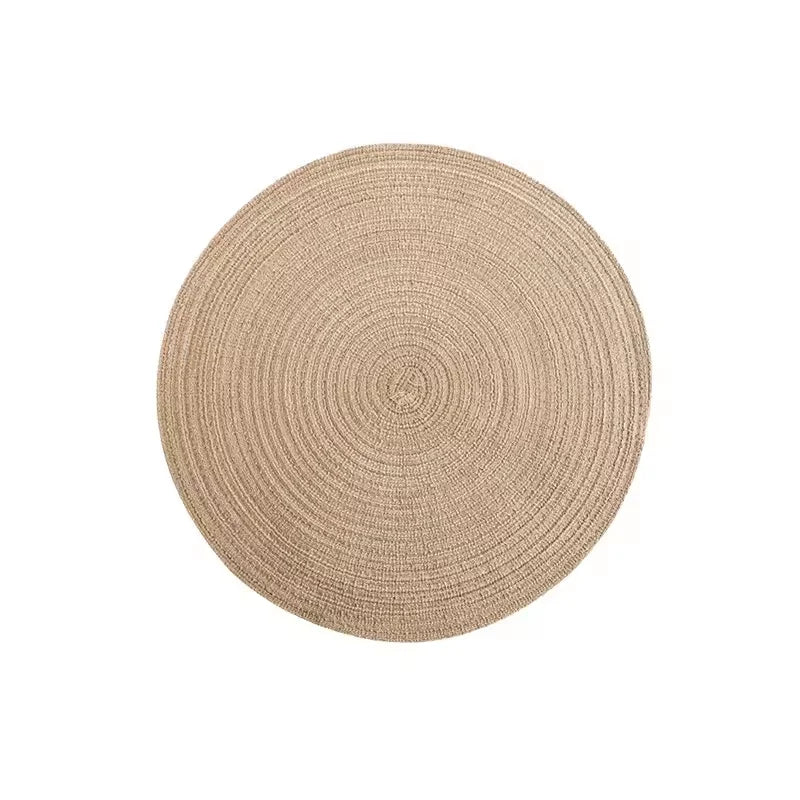 Round Nordic Linen Placemat – Non-Slip Heat-Resistant Coaster Mat Woven Placemat Qst Brown-1PC 30cm
