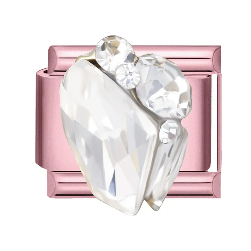 Zircon Bow & Star Italian Charm Links | Stainless Steel DIY