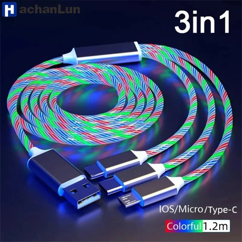 3-in-1 Fast Charging Cable USB-C Lightning Android 2 Pack USB Charging Cable Qme