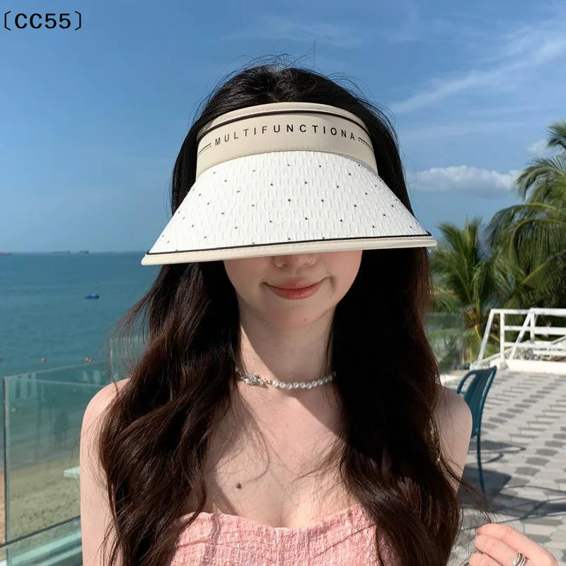 Sequin Wide Brim Sun Visor Hat – UPF 30+ Foldable Open Top Sun Visor Hat Qst