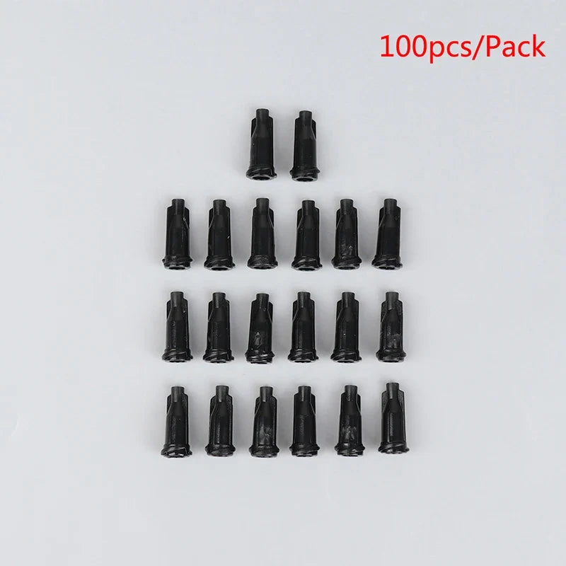 Plastic Syringe Tip Caps – 100 pcs Dispensing Needle Plugs Dispensing Needle Caps Qme Black