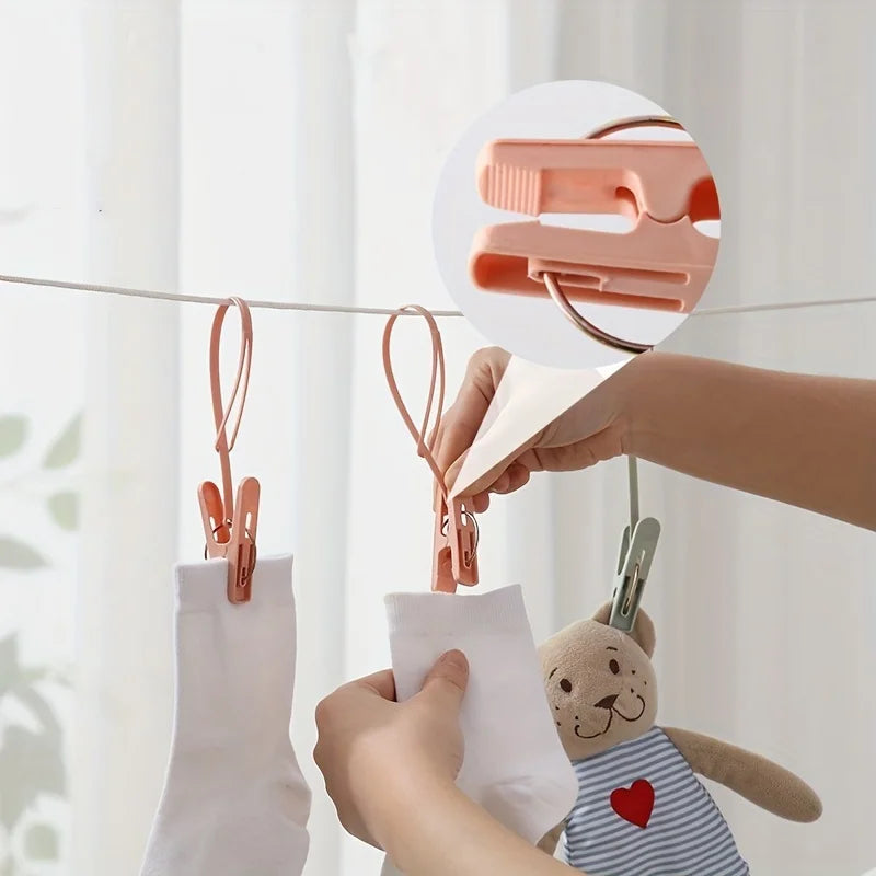 12pcs Travel Clothes Pins Drying Clips with Lanyard for Socks Travel Drying Clips Qme