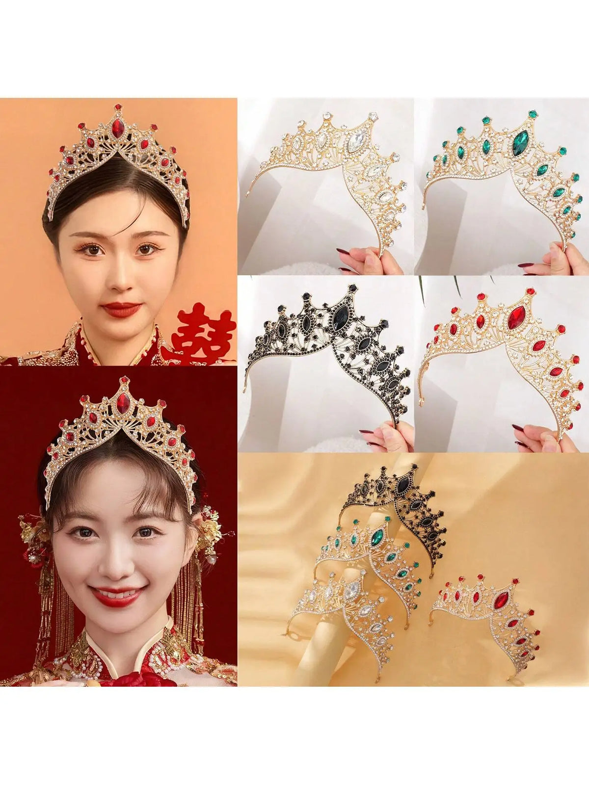 Luxury Bridal Hair Crown – Multicolor Sparkly Wedding Headpiece Bridal Hair Crown Qme