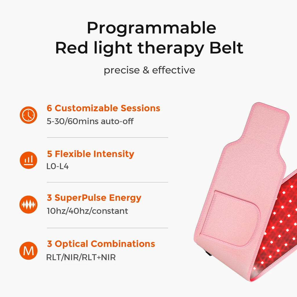 100 LED Red Light Therapy Belt – 660nm & 850nm Body Wrap Light Therapy Belt Qst