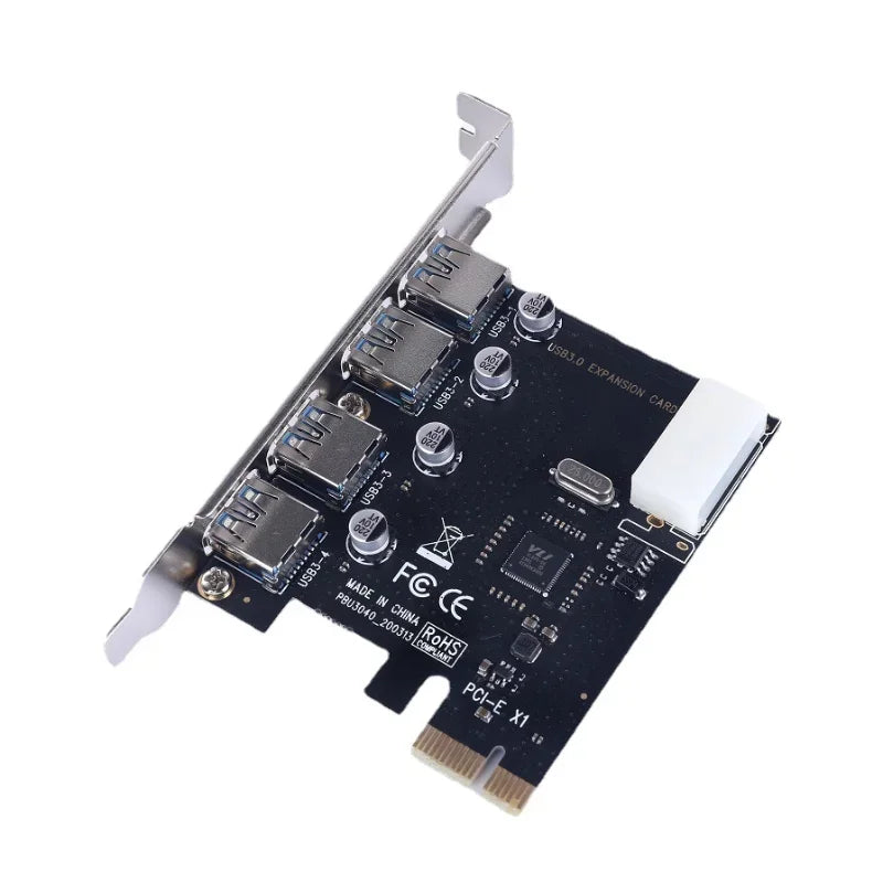 USB 3.0 PCIe Expansion Card – 4-Port Hub, 5Gbps | Qme PCIe USB Expansion Card Qme