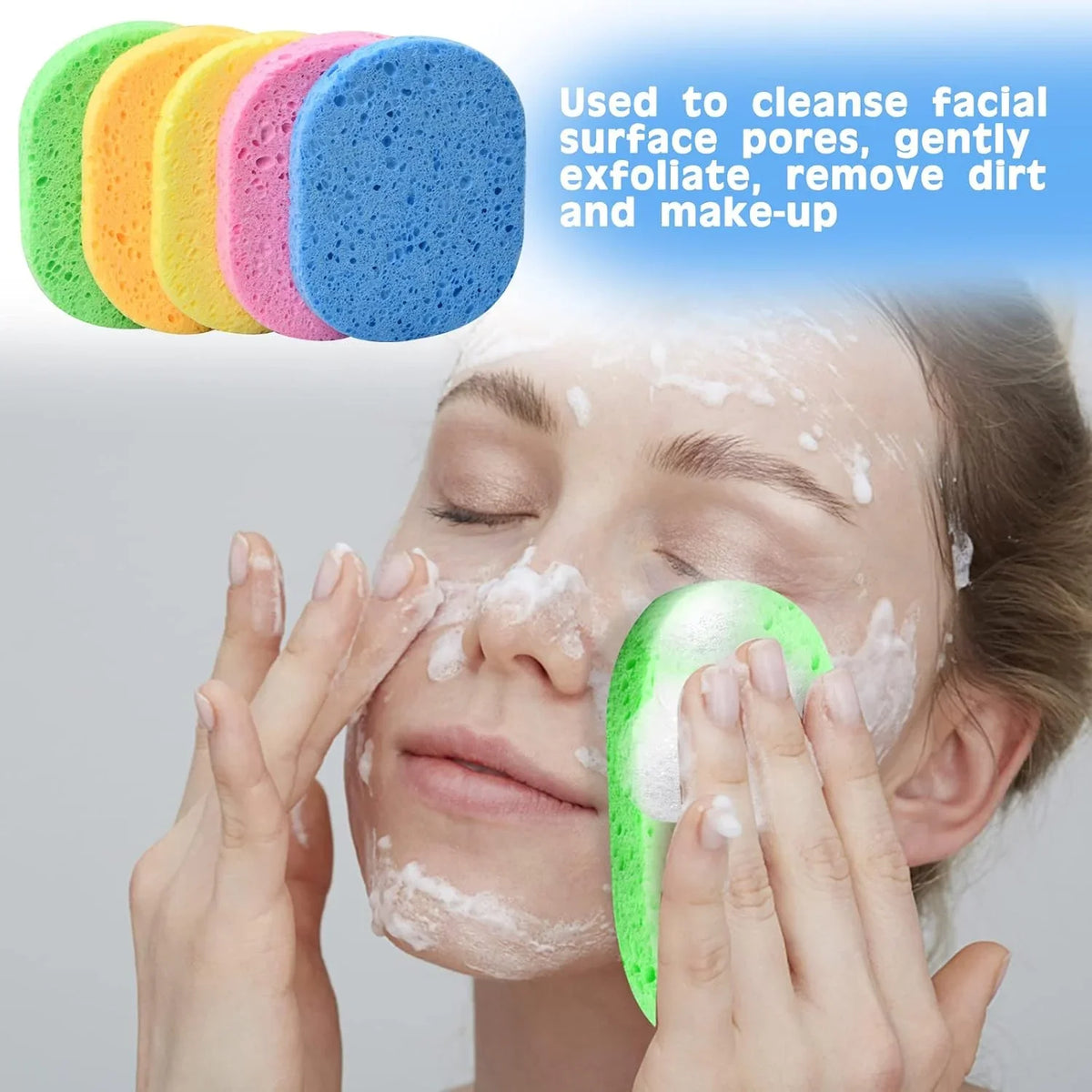 Wood Pulp Round Facial Cleansing Sponges – Soft & Gentle Facial Cleansing Sponge Qme