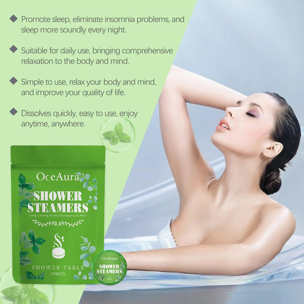 OceAura Cooling Mint Bath Fizzies – 7-Piece Aromatherapy Set Aromatherapy Bath Fizzies Qst